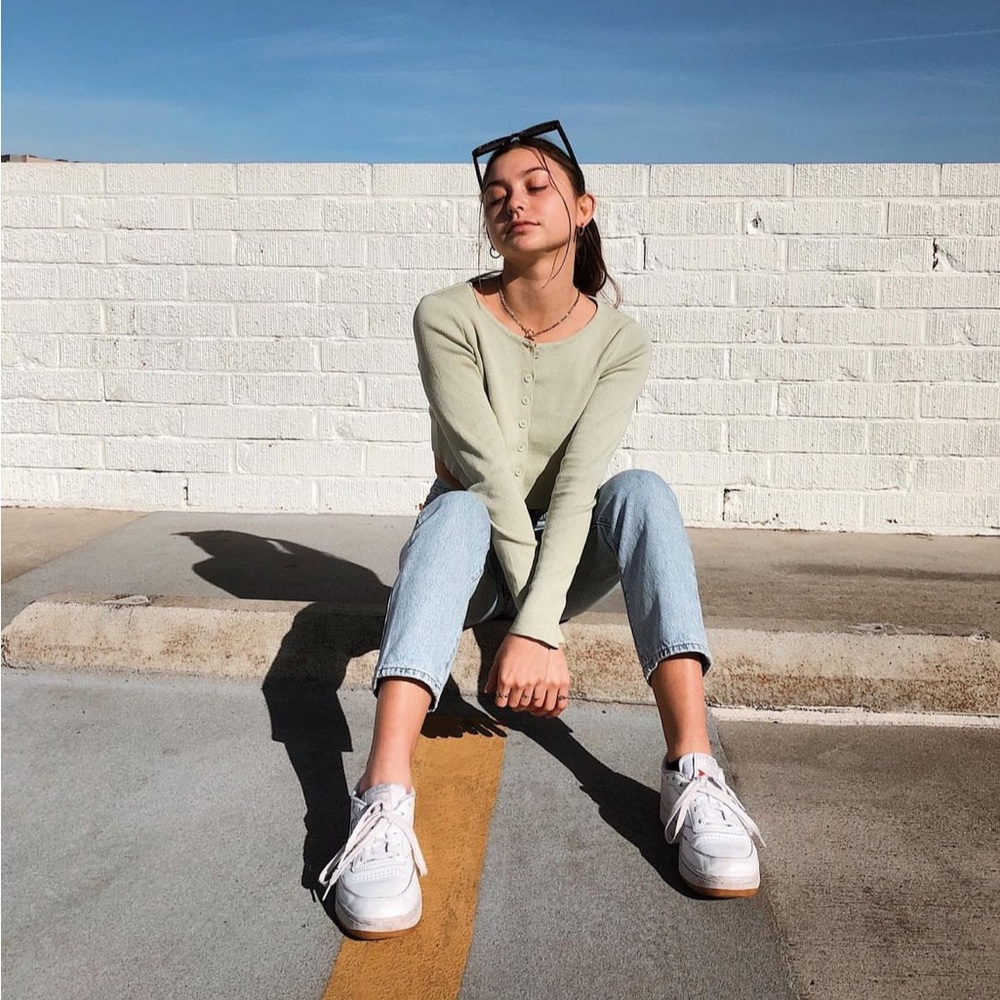 Princess Polly Sage Green Button Up Cardigan Sweater